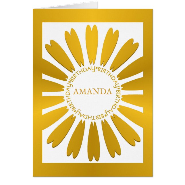 Joyeux Design de Fleur Or Anniversaire (Devant)