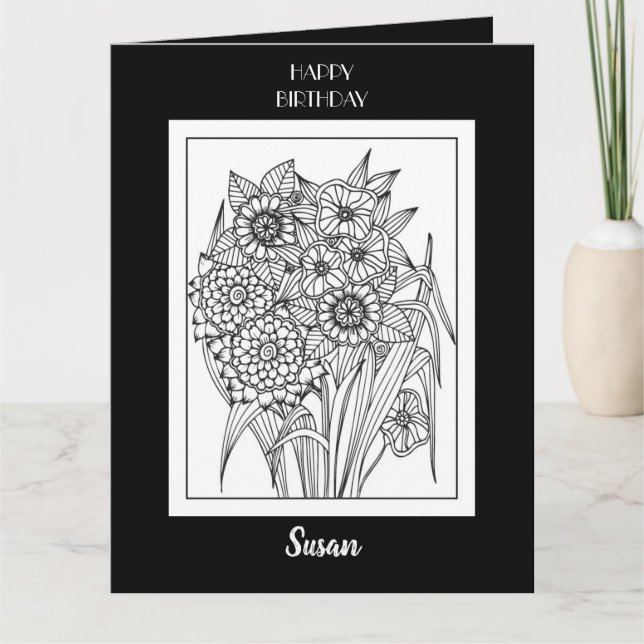 Joyeux design de la carte de coloriage d'anniversa (Devant)