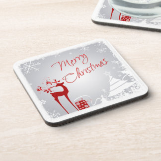 Joyeux Dessous de verre de Noël rouge, gris (6)
