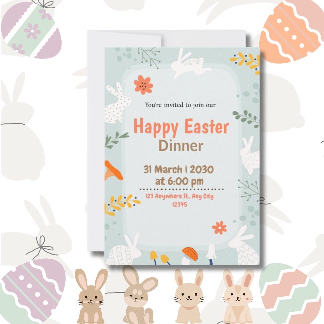 Joyeux dîner de Pâques mignonne invitation (Happy Easter Dinner cute Invitation)
