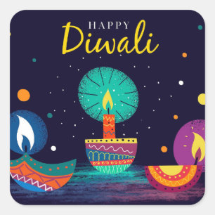 Joyeux Diwali Autocollant carré
