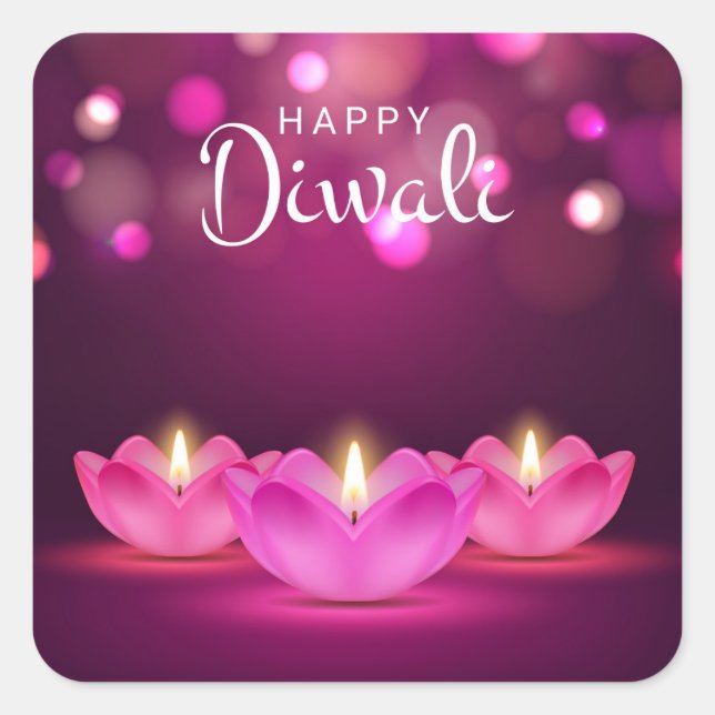 Joyeux Diwali   Autocollant carré (Devant)