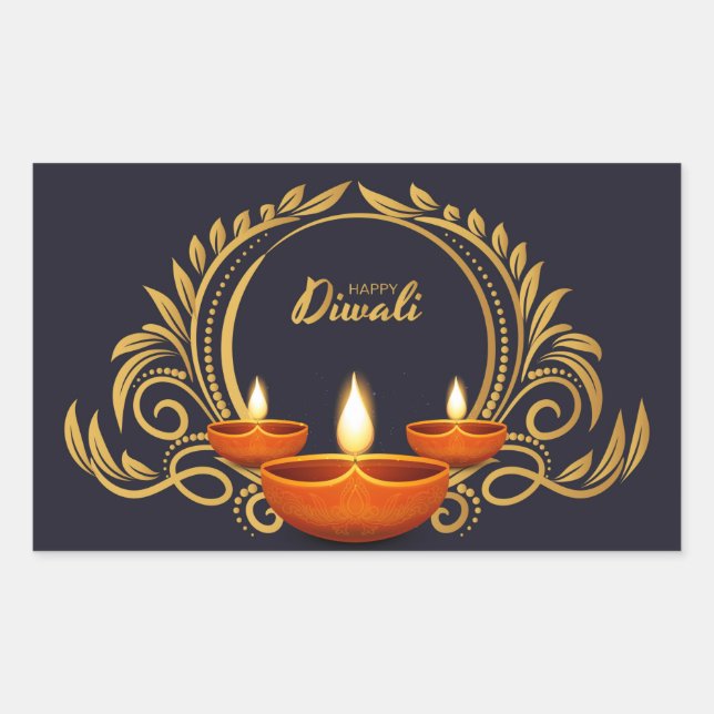 Joyeux Diwali   Autocollant carré (Devant)