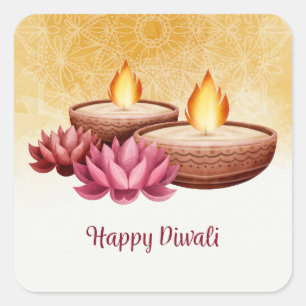 Joyeux Diwali Autocollant carré