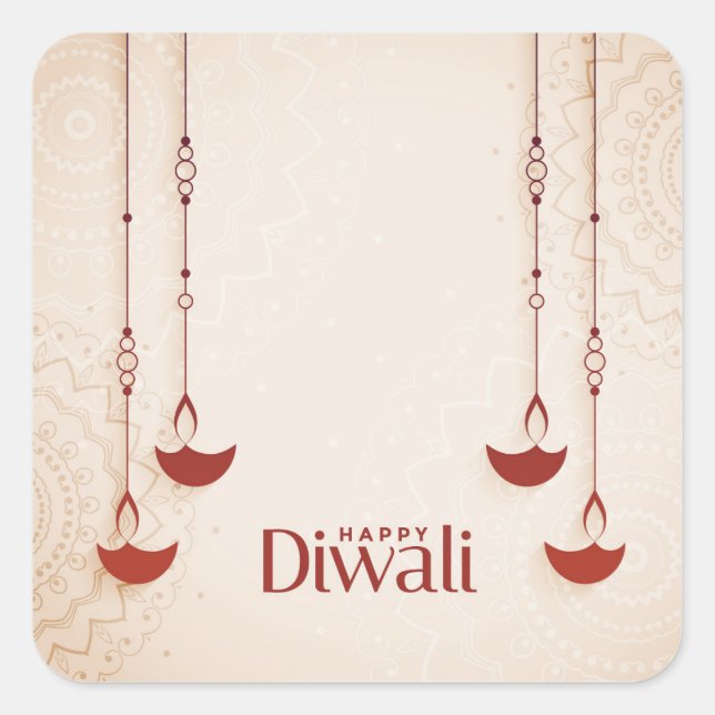 Joyeux Diwali   Autocollant carré (Devant)