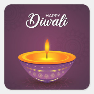 Joyeux Diwali Autocollant carré