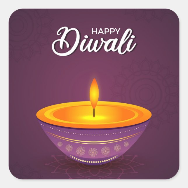 Joyeux Diwali   Autocollant carré (Devant)