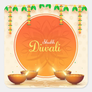 Joyeux Diwali Autocollant carré