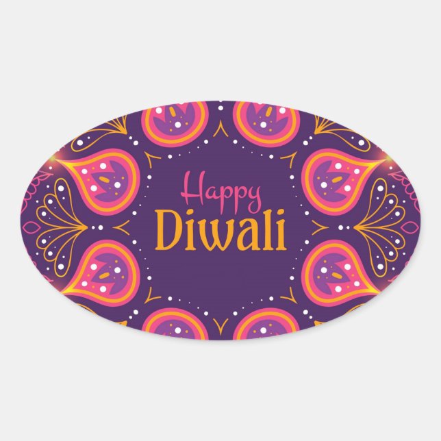 Joyeux Diwali   Autocollant ovale (Devant)