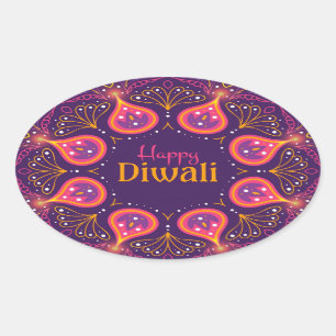 Joyeux Diwali Autocollant ovale