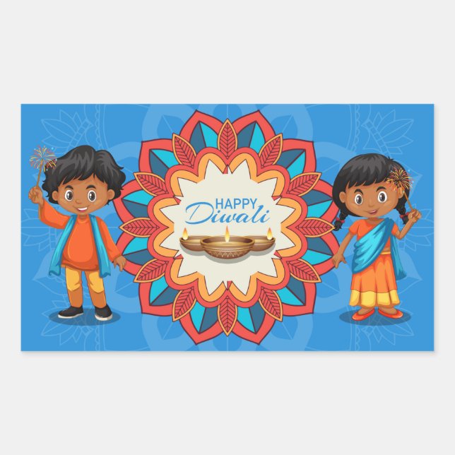 Joyeux Diwali  Autocollant rectangulaire (Devant)
