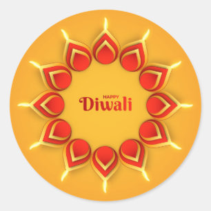 Joyeux Diwali Autocollant Rond Classique