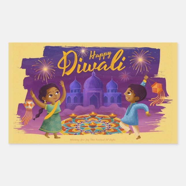 Joyeux Diwali  Autocollant rond classique (Devant)