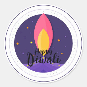 Joyeux Diwali Autocollant Rond Classique pour Fer