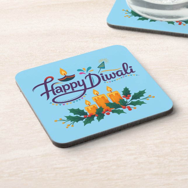 Joyeux Diwali Dessous de verre Set 6 pcs (Côté gauche)