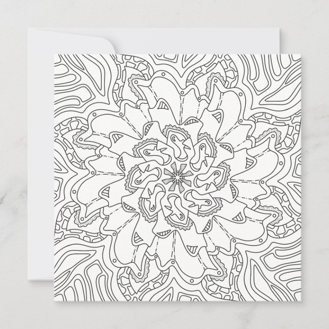 Joyeux Doodles : Coloriage carte plat pour adultes (Devant)