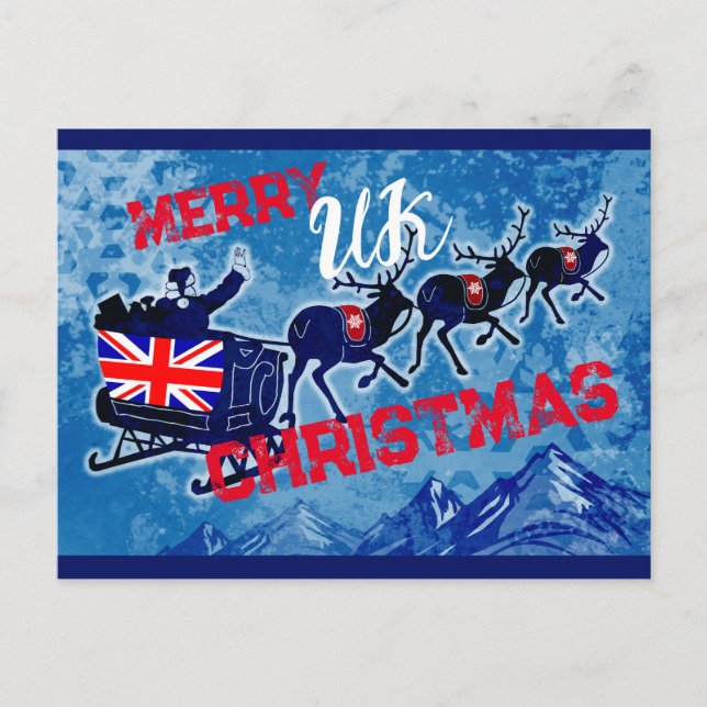 Joyeux drapeau britannique carte postale de Noël (Devant)
