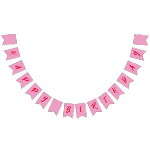 Joyeux drapeau de Bunting d'Anniversaire rose mode