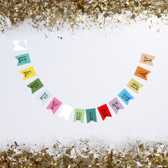 Joyeux drapeau de fête d'anniversaire multicolore (In Situ Party)