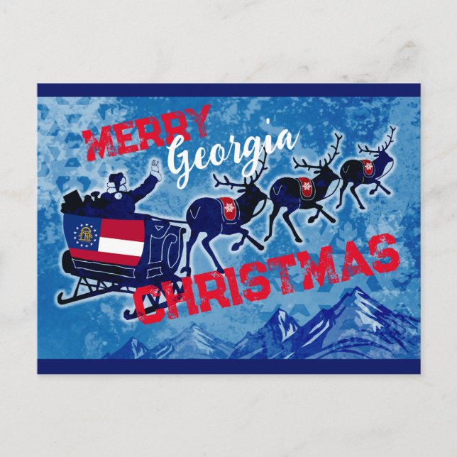 Joyeux drapeau de Géorgie carte postale de Noël (Devant)