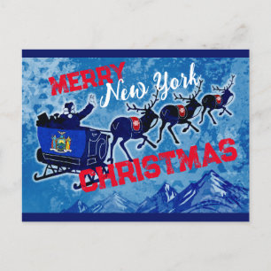 Joyeux drapeau de New York carte postale de Noël