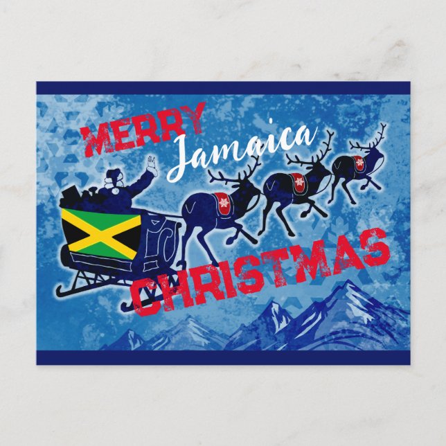 Joyeux drapeau jamaïcain carte postale de Noël (Devant)