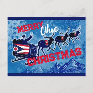Joyeux drapeau Ohio carte postale de Noël