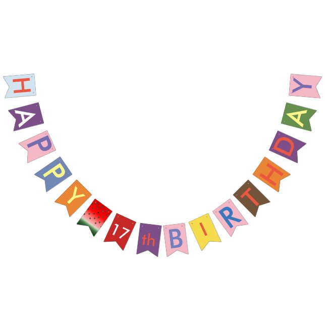 joyeux drapeaux de bunting 17e anniversaire (Tout)