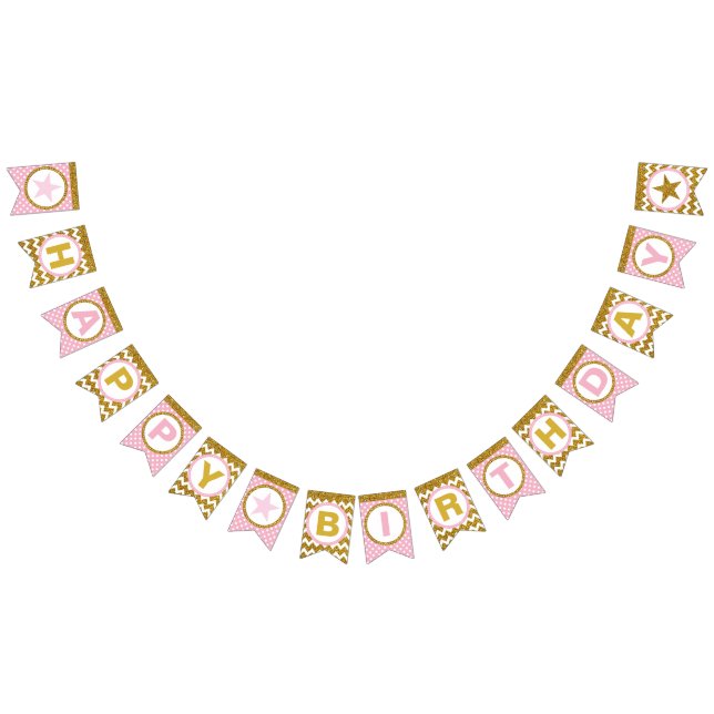 Joyeux drapeaux de Bunting d'Anniversaire Or et Ro (Tout)