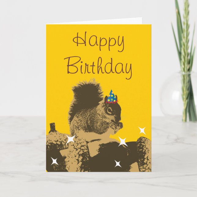 Joyeux écureuil et ses noix Carte d'anniversaire (Devant)