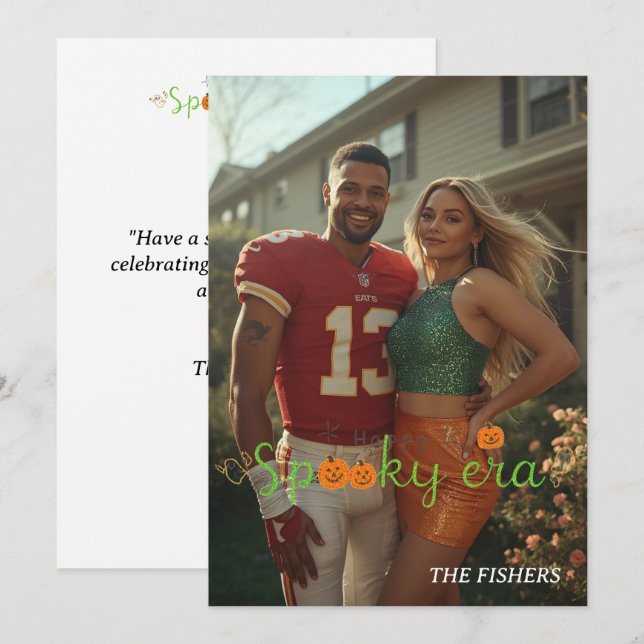 Joyeux éffrayant era carte famille photo halloween (Devant / Derrière)