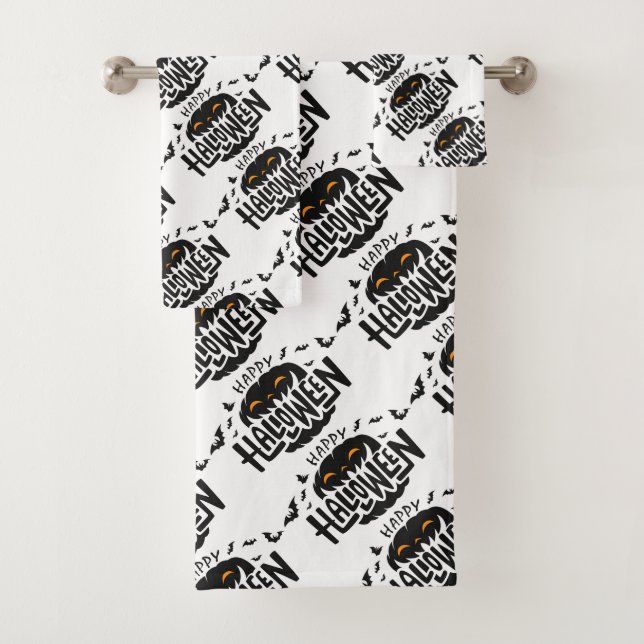 Joyeux ensemble de serviettes de bain Citrouille H (En situation)