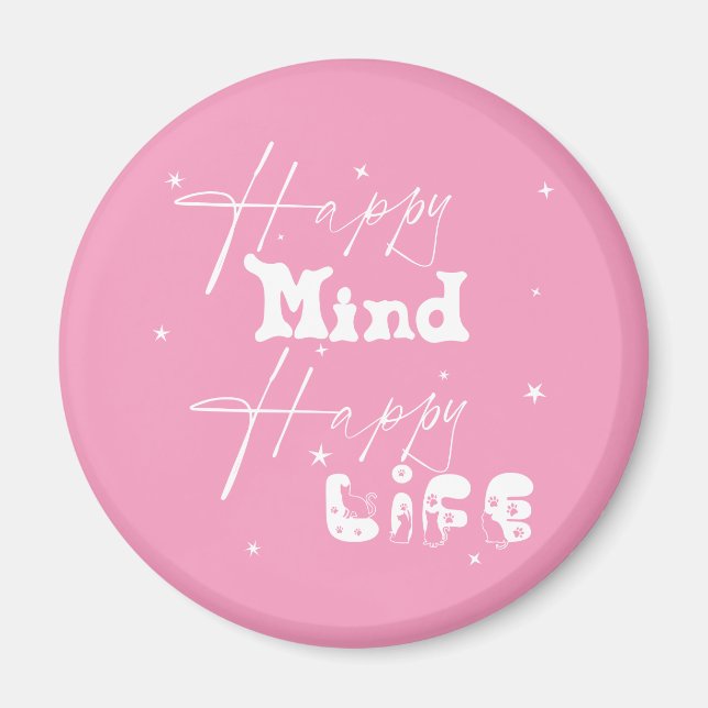 Joyeux Esprit Vie Heureuse Magnet Mignon (Devant)