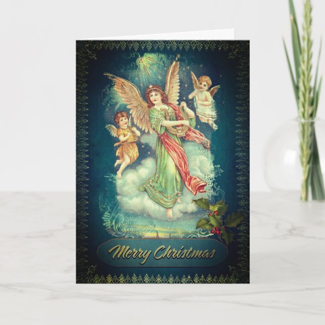 Joyeux et béni Noël carte de vacances antique (Devant)