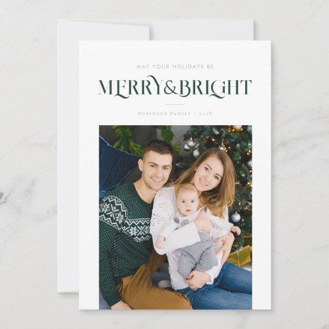 joyeux et bleu vif carte de Noël tendance (Devant)