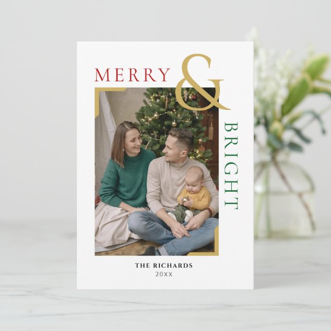 Joyeux et brillant Carte photo de Noël minimal (Debout devant)