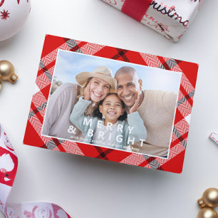 Joyeux et brillant Elegant Rouge Plaid Photo Noël