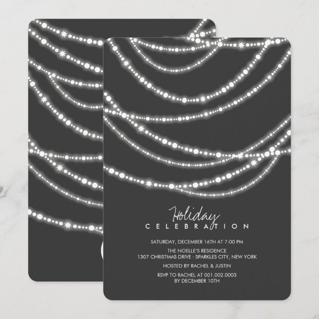 Joyeux et brillant étincelles Chic Invitation de f (Devant / Derrière)