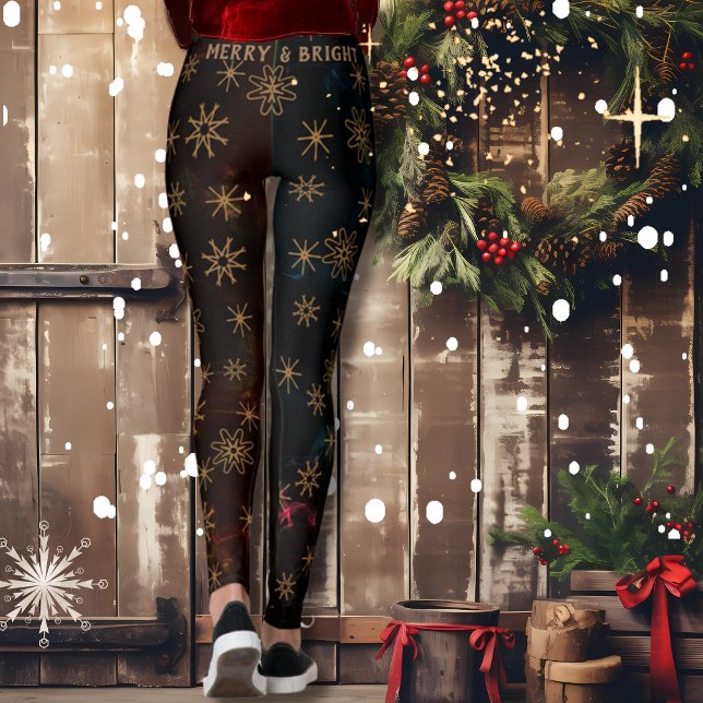 Joyeux et brillant Leggings noirs Festive (Merry & Bright Festive Black Leggings)