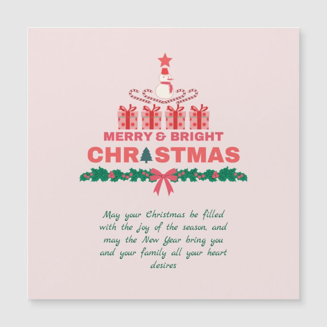 Joyeux et brillant Noël 2023 Élégant rose rouge (Devant)