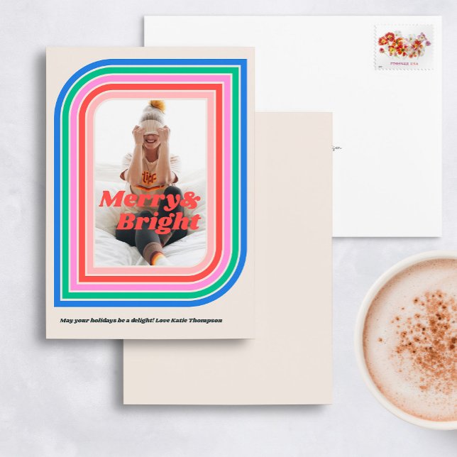 Joyeux et brillant Rétro Stripe Carte photo de vac (Créateur téléchargé)