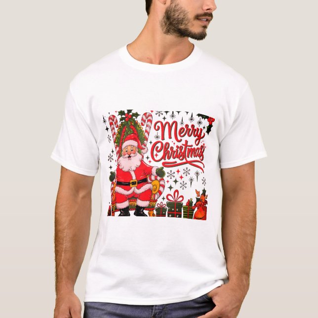 Joyeux et brillant T-shirt homme de Noël (Devant)