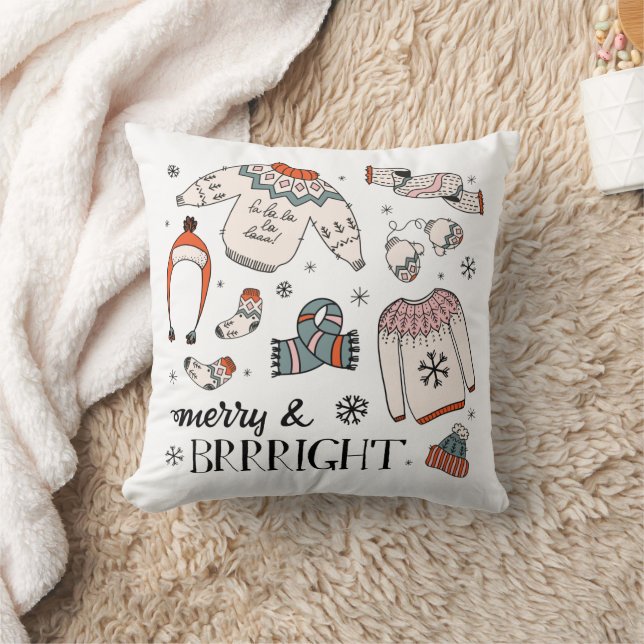 Joyeux et brrright Vêtements d'hiver Coussin de No (Couverture)