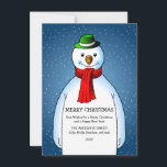 Joyeux et heureux Snowman<br><div class="desc">Le joyeux bonhomme de neige portant un casquette vert et un foulard rouge est prêt pour Noël.</div>