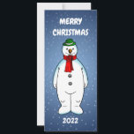 Joyeux et heureux Snowman<br><div class="desc">Le joyeux bonhomme de neige portant un casquette vert et un foulard rouge est prêt pour Noël.</div>