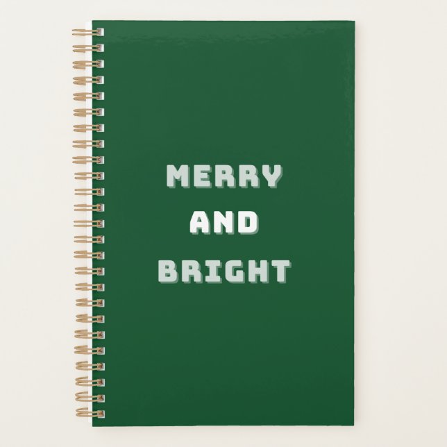 Joyeux et lumineux, Art de Noël vert, Vacances (Devant)