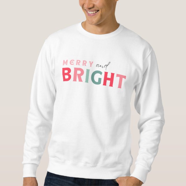 Joyeux et lumineux pastel Mens Sweat de Noël (Devant)