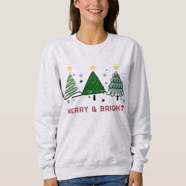 Joyeux et lumineux Sweatshirt d'arbre de Noël (Devant)