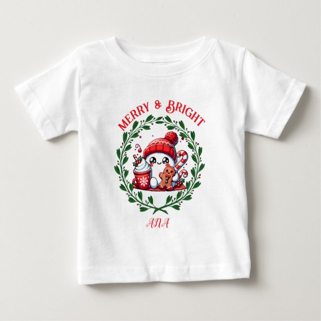 Joyeux et lumineux T-shirt de Noël moderne (Devant)