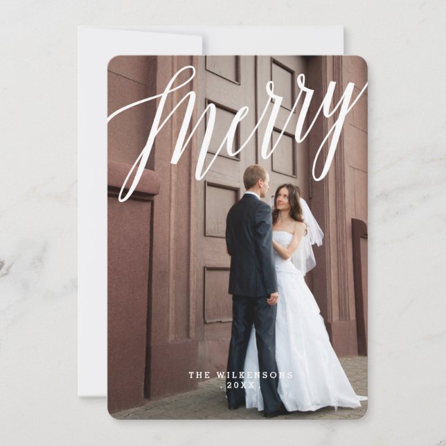 Joyeux et marié carte photo moderne de Noël (Devant)